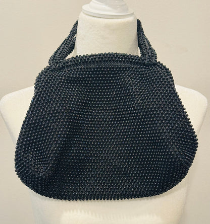 Vintage Black Beaded Evening Bag