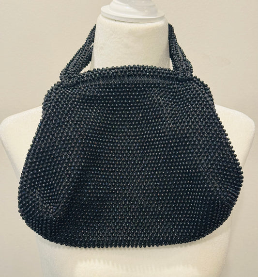 Vintage Black Beaded Evening Bag