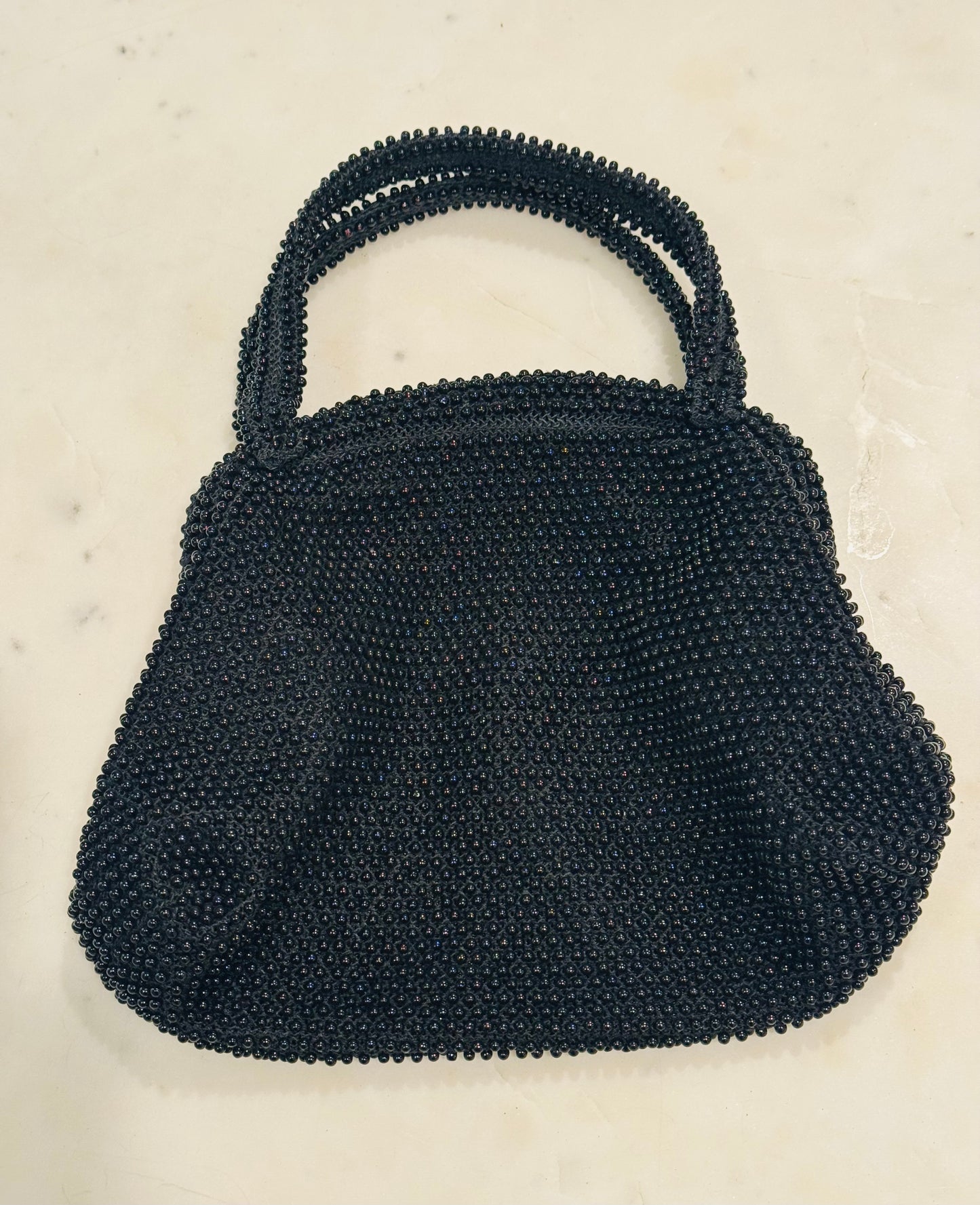 Vintage Black Beaded Evening Bag