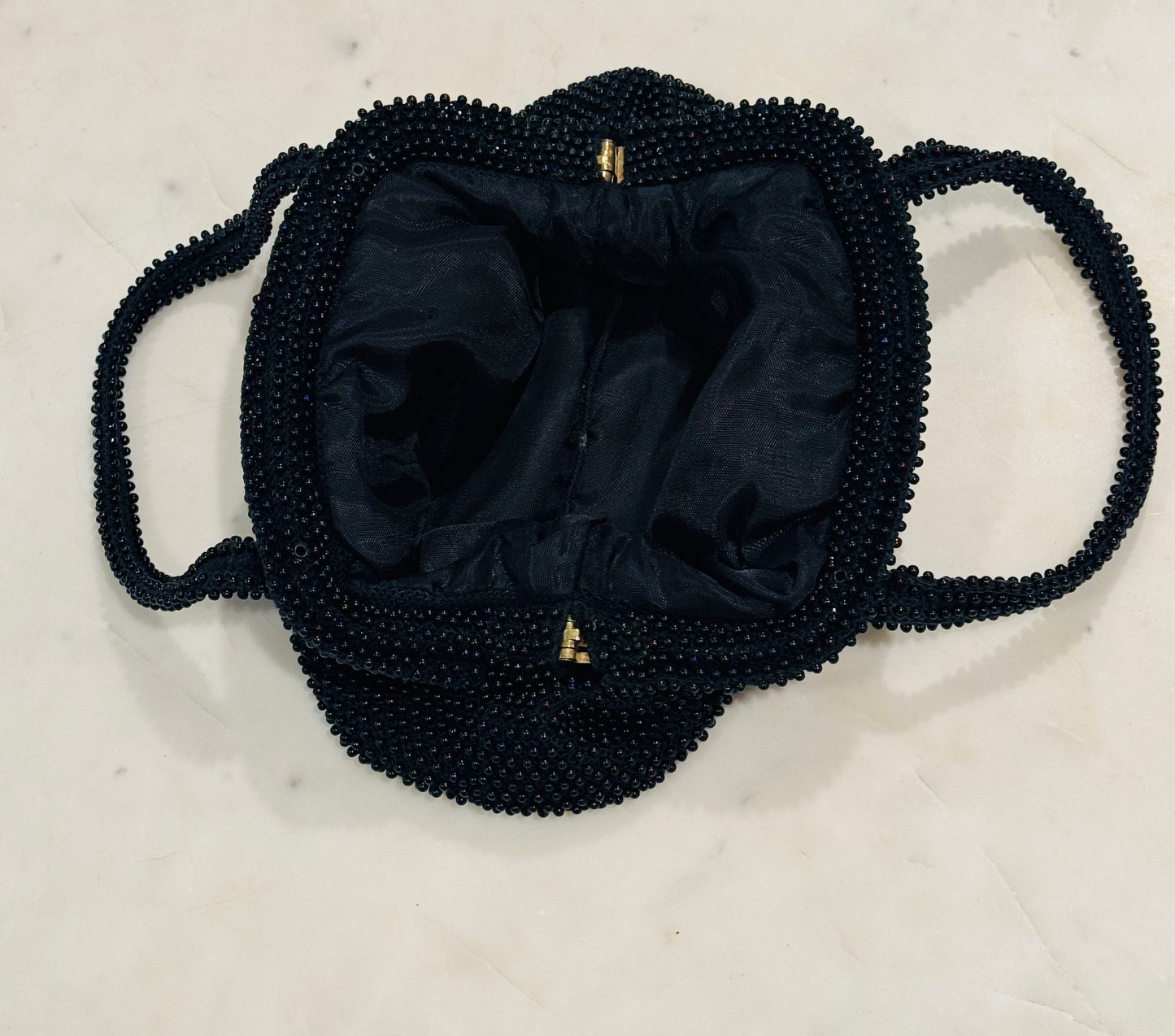 Vintage Black Beaded Evening Bag