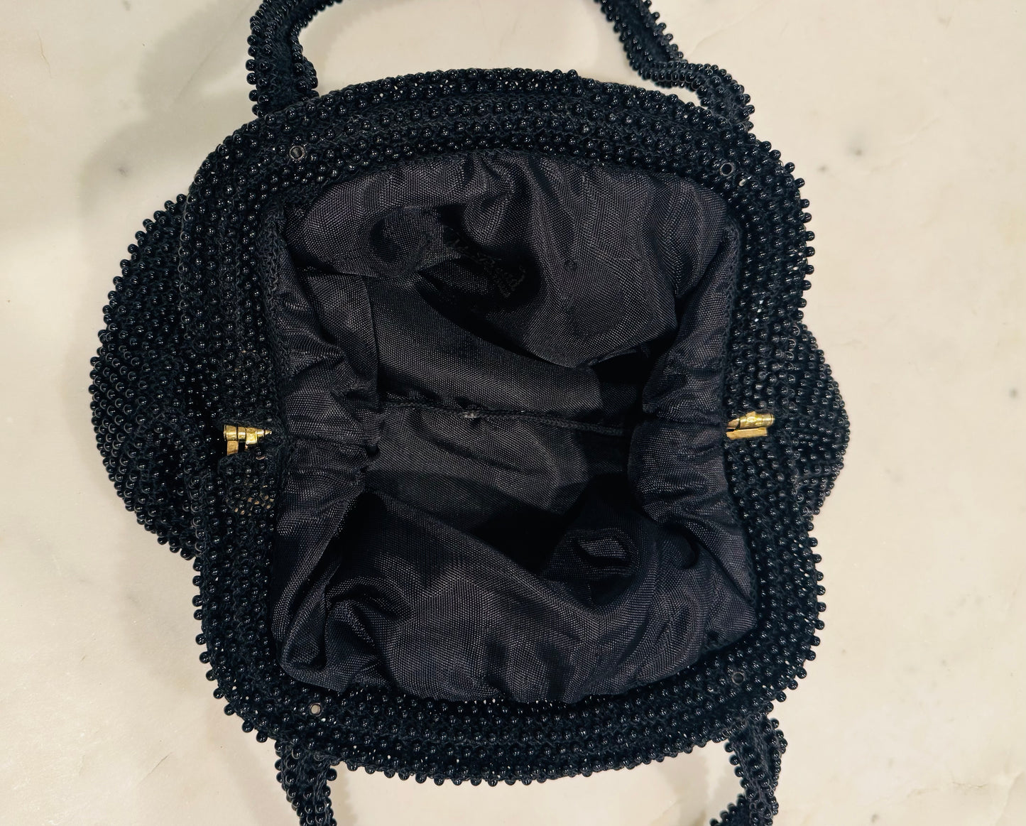 Vintage Black Beaded Evening Bag