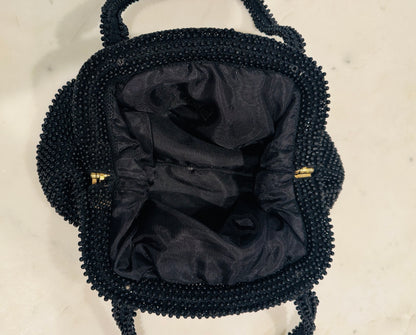 Vintage Black Beaded Evening Bag