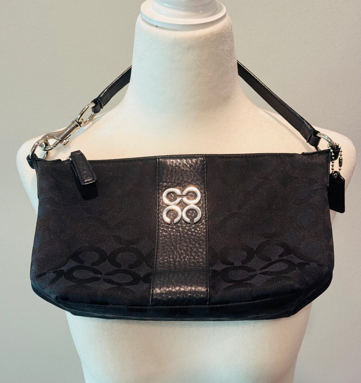 Vintage Coach Black Signature Jacquard Shoulder Bag
