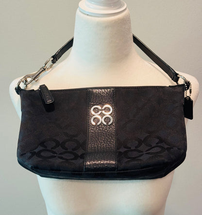 Vintage Coach Black Signature Jacquard Shoulder Bag