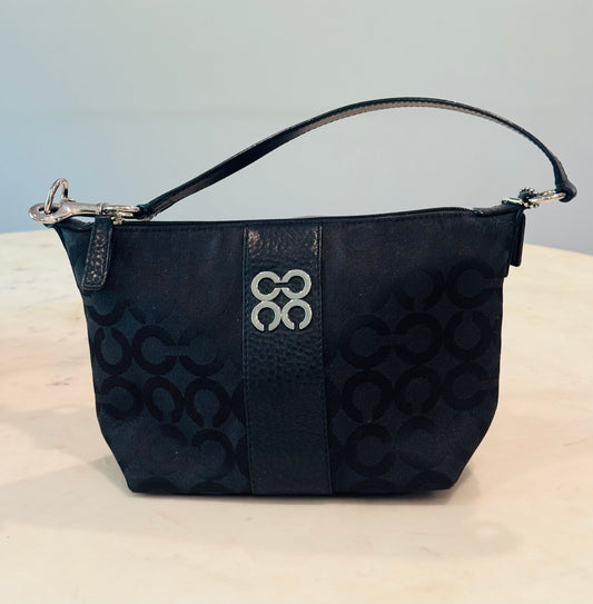 Vintage Coach Black Signature Jacquard Shoulder Bag