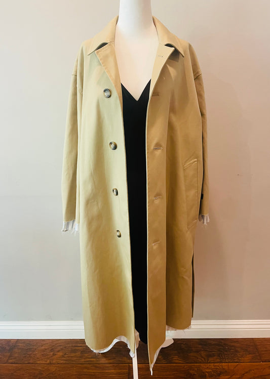 HommeGirls Khaki Raw Edge Trench Coat