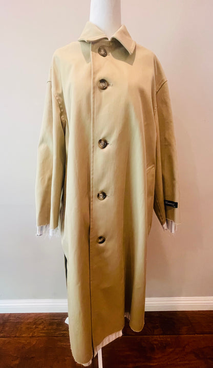 HommeGirls Khaki Raw Edge Trench Coat