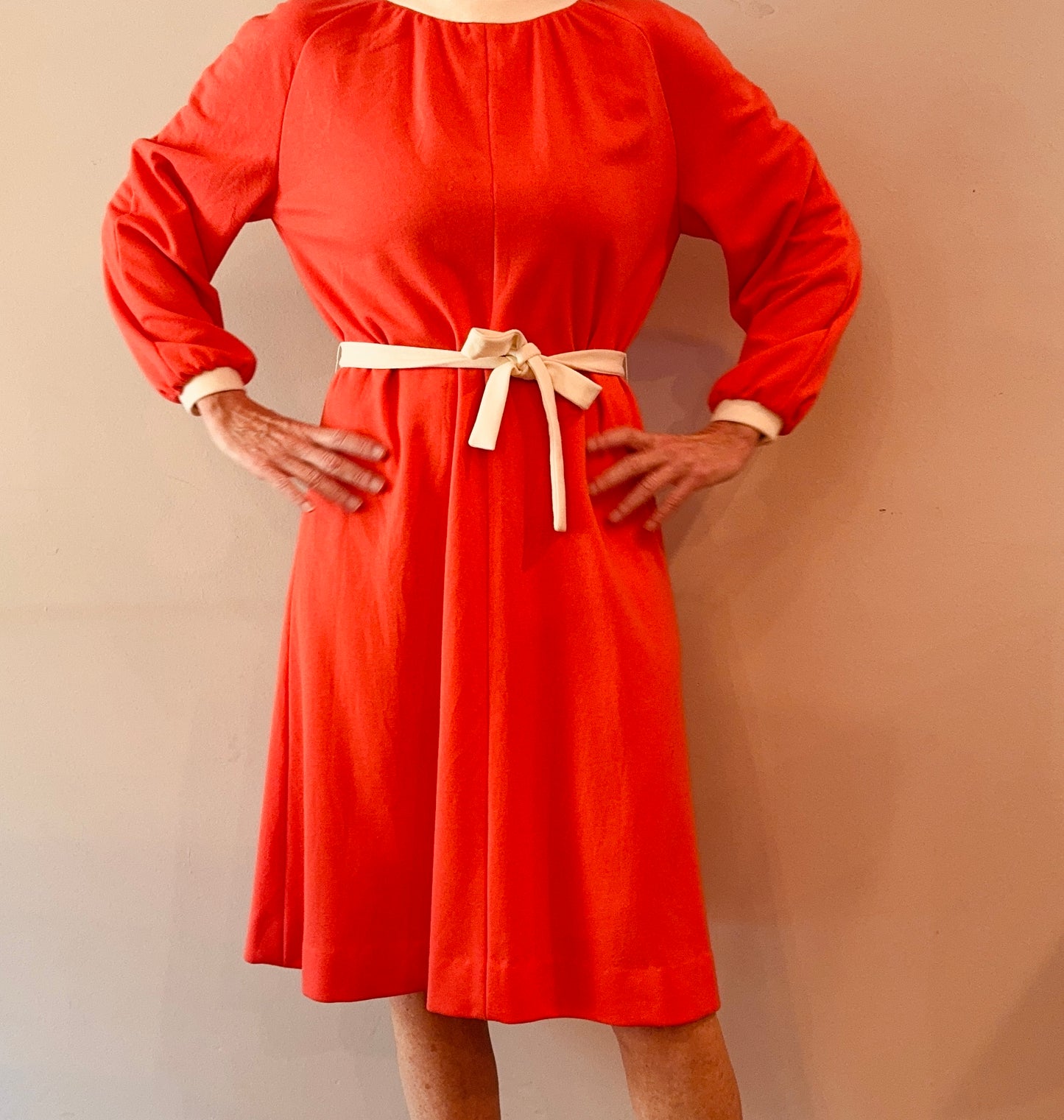 Vintage 1980s Nardis of Dallas Tangerine/Orange Midi Dress