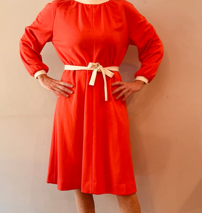 Vintage 1980s Nardis of Dallas Tangerine/Orange Midi Dress