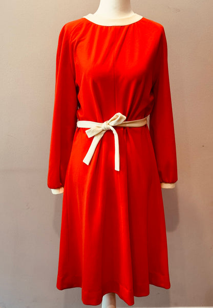 Vintage 1980s Nardis of Dallas Tangerine/Orange Midi Dress