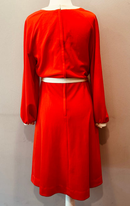 Vintage 1980s Nardis of Dallas Tangerine/Orange Midi Dress
