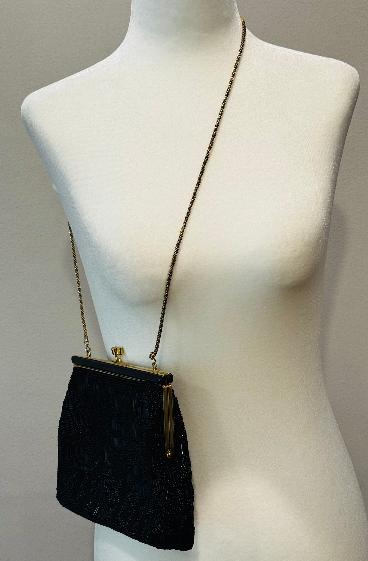 Vintage Black Beaded Evening Bag