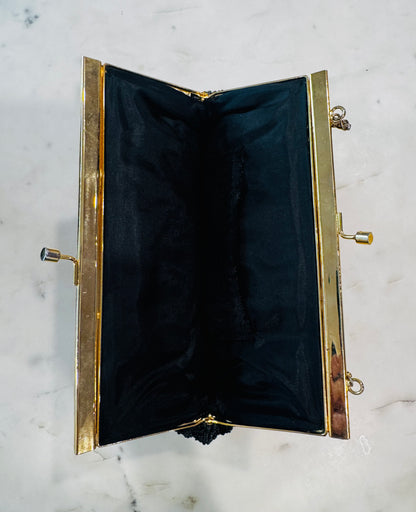 Vintage Black Beaded Evening Bag