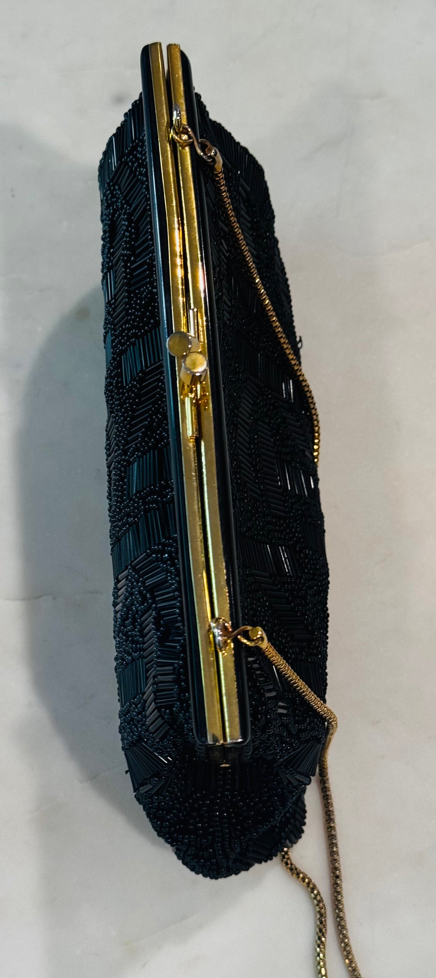 Vintage Black Beaded Evening Bag