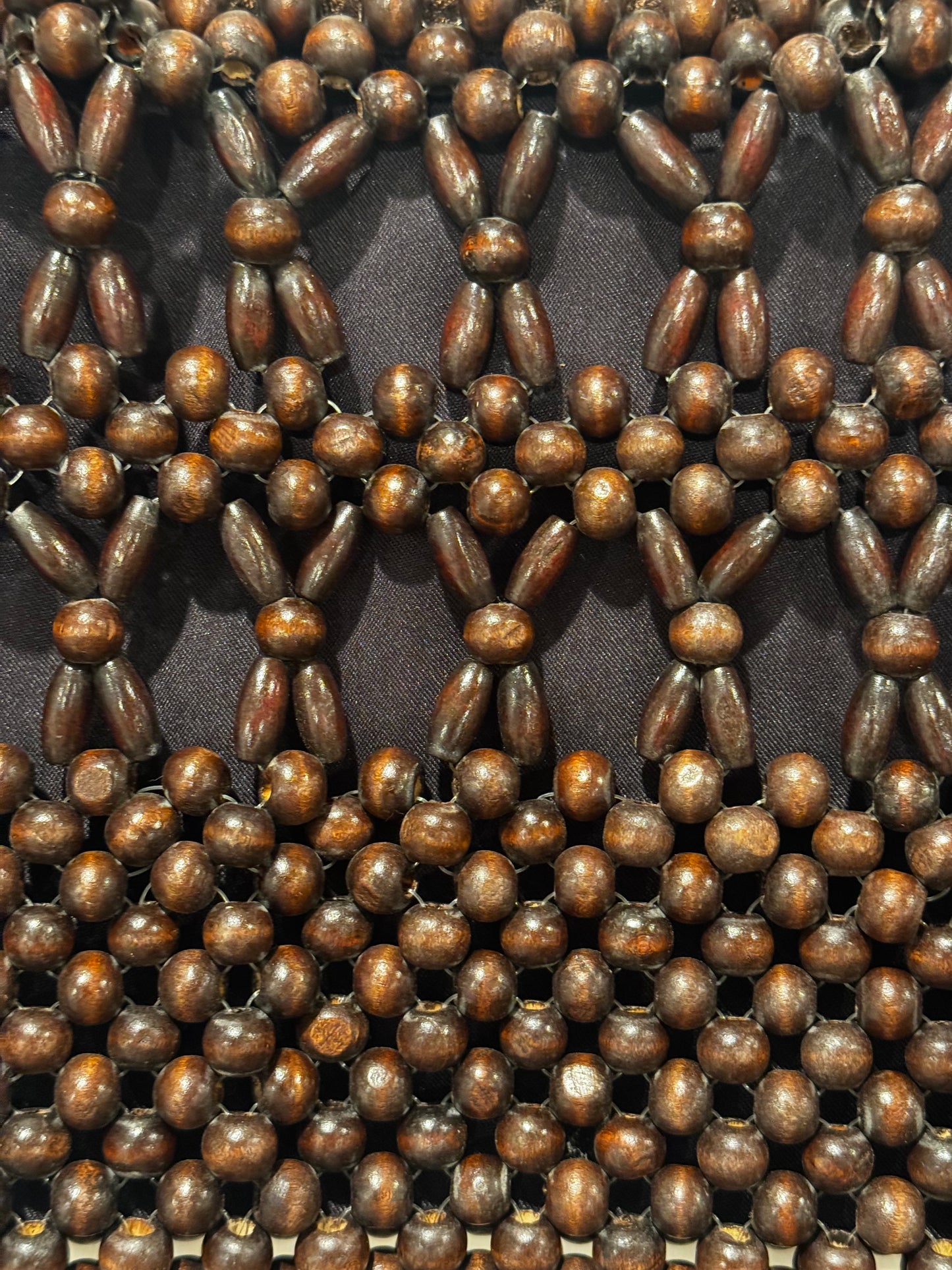 Vintage 1970s Wood Beaded Handbag