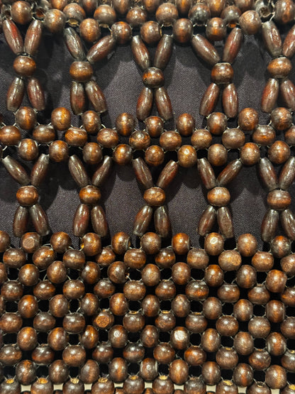 Vintage 1970s Wood Beaded Handbag